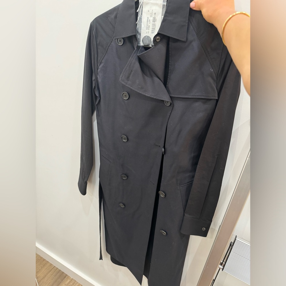 MM6 Maison Martin Margiela Double-Breasted Black Trench Coat